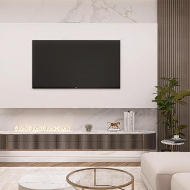 Интерьер гостиной с телевизором на стене  смотреть на Basicdecor