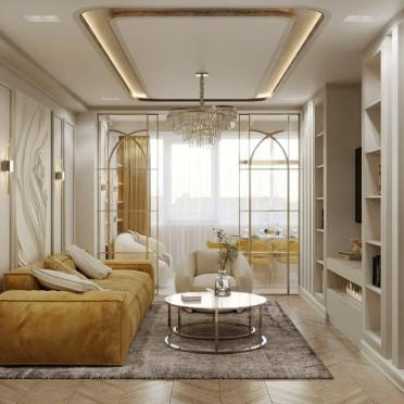 Интерьер гостиной с проходной в современном стиле смотреть на Basicdecor