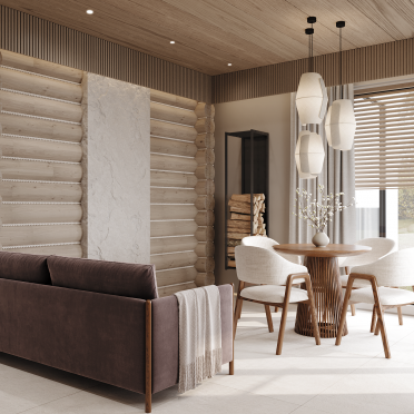 Интерьер гостиной с жалюзи  смотреть на Basicdecor