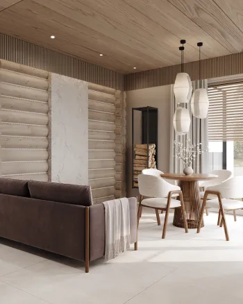 Интерьер гостиной с жалюзи  смотреть на Basicdecor