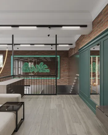 Интерьер с проходной, ресепшном и с подсветкой  смотреть на Basicdecor