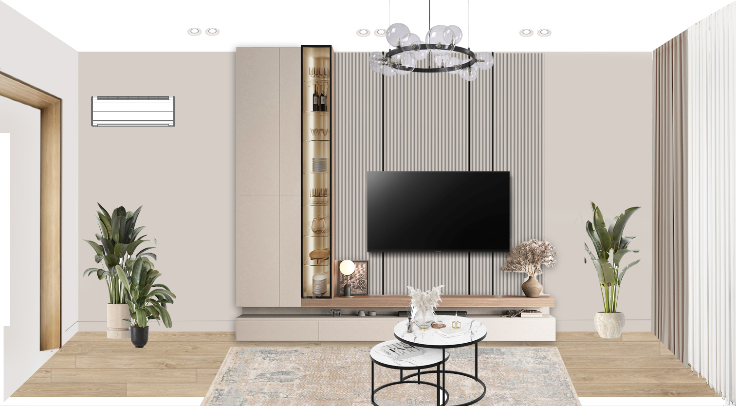 Интерьер гостиной c подсветкой  смотреть на Basicdecor