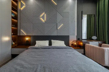 Интерьер спальни cветильниками над кроватью  смотреть на Basicdecor
