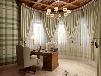 Интерьер c рабочим местом и с эркером  смотреть на Basicdecor