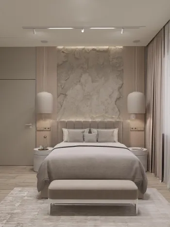 Интерьер спальни cветильниками над кроватью  смотреть на Basicdecor