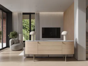 Интерьер гостиной с телевизором на стене в современном стиле смотреть на Basicdecor
