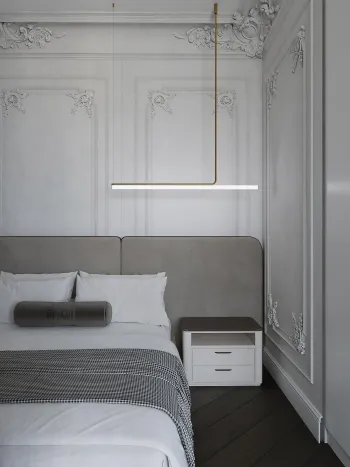 Интерьер спальни cветильниками над кроватью  смотреть на Basicdecor