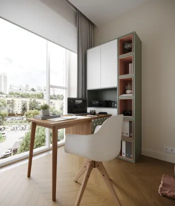 Интерьер c рабочим местом в современном стиле смотреть на Basicdecor