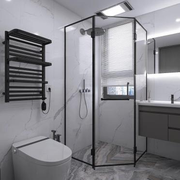 Интерьер ванной с душевой из плитки  смотреть на Basicdecor