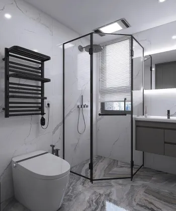 Интерьер ванной с душевой из плитки  смотреть на Basicdecor