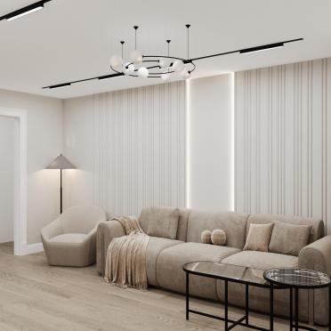 Интерьер гостиной cветовыми линиями  смотреть на Basicdecor