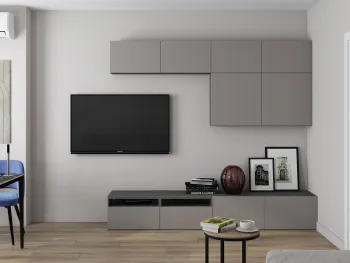 Интерьер гостиной с телевизором на стене  смотреть на Basicdecor