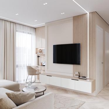 Интерьер гостиной cветовыми линиями  смотреть на Basicdecor