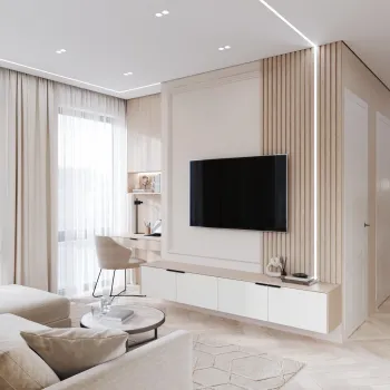 Интерьер гостиной cветовыми линиями  смотреть на Basicdecor