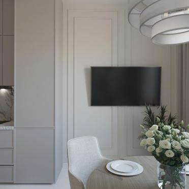 Интерьер кухни с телевизором на стене  смотреть на Basicdecor