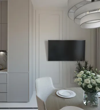Интерьер кухни с телевизором на стене  смотреть на Basicdecor