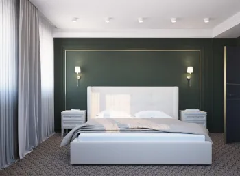 Интерьер спальни cветильниками над кроватью  смотреть на Basicdecor