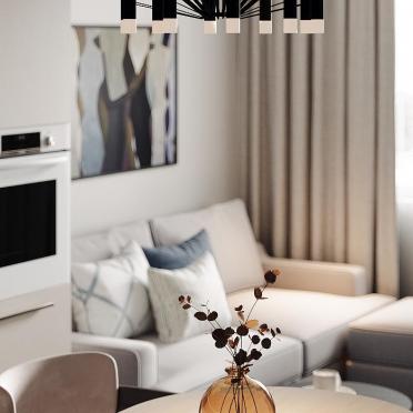 Интерьер гостиной cветильниками над столом в современном стиле смотреть на Basicdecor