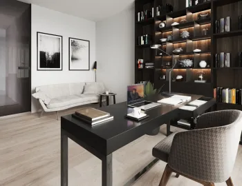 Интерьер кабинета c рабочим местом в современном стиле смотреть на Basicdecor