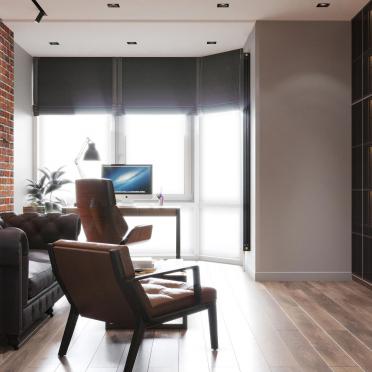 Интерьер с жалюзи и дверными жалюзи в стиле лофт смотреть на Basicdecor
