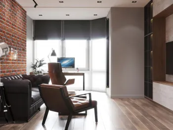 Интерьер с жалюзи и дверными жалюзи в стиле лофт смотреть на Basicdecor