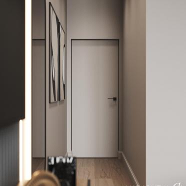 Интерьер коридора с проходной и зеркалом на двери  смотреть на Basicdecor