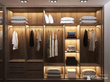 Интерьер гардеробной c подсветкой  смотреть на Basicdecor