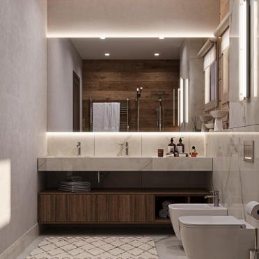 Интерьер ванной c подсветкой  смотреть на Basicdecor