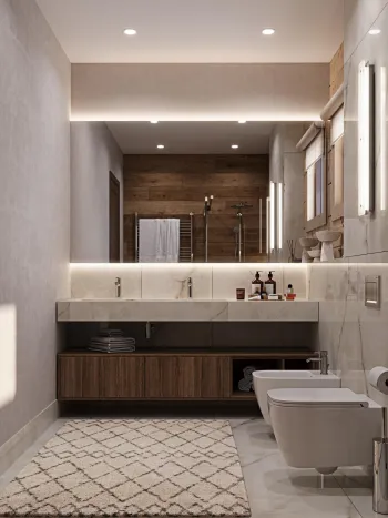 Интерьер ванной c подсветкой  смотреть на Basicdecor