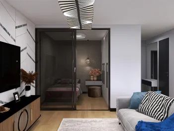 Интерьер спальни cветовыми линиями, светильниками над кроватью и с подсветкой  смотреть на Basicdecor