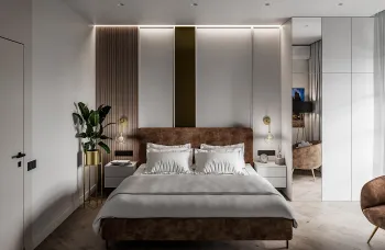 Интерьер спальни cветильниками над кроватью  смотреть на Basicdecor