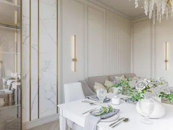 Интерьер гостиной cветильниками над столом  смотреть на Basicdecor