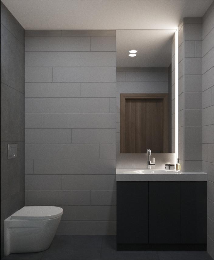 Интерьер ванной cветовыми линиями, подсветкой настенной, подсветкой светодиодной и с подсветкой в современном стиле и в стиле лофт