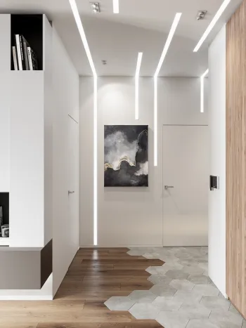 Интерьер cветовыми линиями и с подсветкой в современном стиле смотреть на Basicdecor
