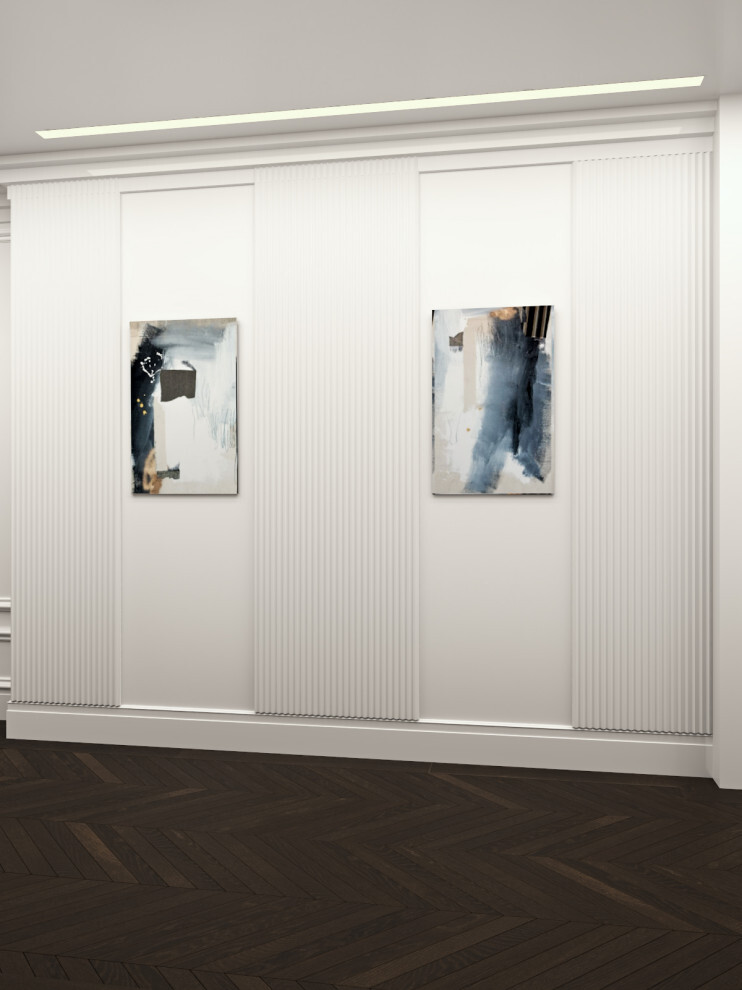 Интерьер коридора с вертикальными жалюзи в современном стиле