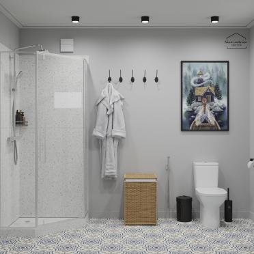Интерьер ванной с душевой из плитки и без окна  смотреть на Basicdecor