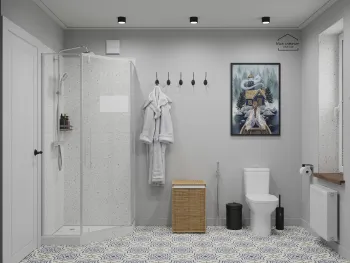 Интерьер ванной с душевой из плитки и без окна  смотреть на Basicdecor