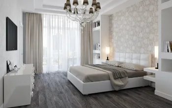 Интерьер спальни cветильниками над кроватью  смотреть на Basicdecor