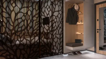 Интерьер прихожей с перегородкой раздвижной  смотреть на Basicdecor