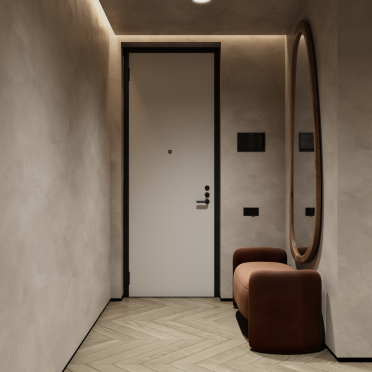 Интерьер прихожей с нишей с подсветкой, проходной и с подсветкой  смотреть на Basicdecor