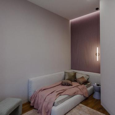 Интерьер детской с нишей с подсветкой, жалюзи и с подсветкой  смотреть на Basicdecor