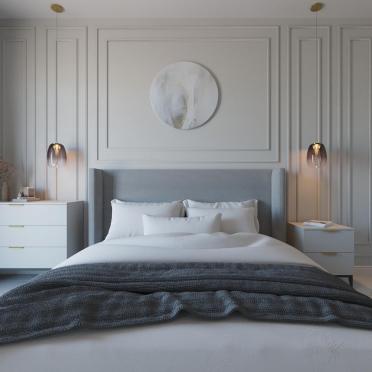 Интерьер спальни cветильниками над кроватью  смотреть на Basicdecor