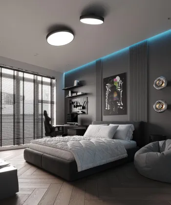 Интерьер детской с подсветкой светодиодной, светильниками над кроватью и с подсветкой  смотреть на Basicdecor