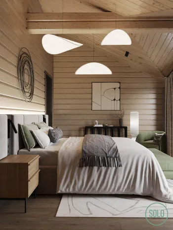 Интерьер спальни cветильниками над кроватью  смотреть на Basicdecor