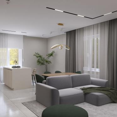 Интерьер гостиной cветовыми линиями и с подсветкой  смотреть на Basicdecor