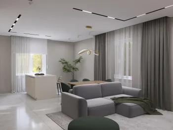 Интерьер гостиной cветовыми линиями и с подсветкой  смотреть на Basicdecor