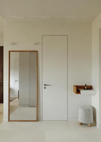 Интерьер прихожей с зеркалом на двери  смотреть на Basicdecor
