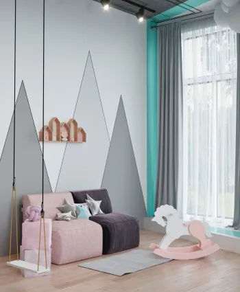 Интерьер детской c игровой зоной в современном стиле смотреть на Basicdecor