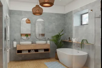 Интерьер ванной в скандинавском стиле и бохо смотреть на Basicdecor