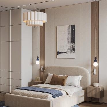 Интерьер спальни cветильниками над кроватью  смотреть на Basicdecor
